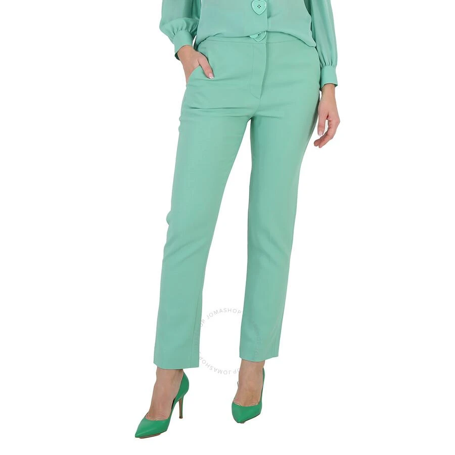 Moschino Ladies Light Green Heart-Button Tailored Trousers 1