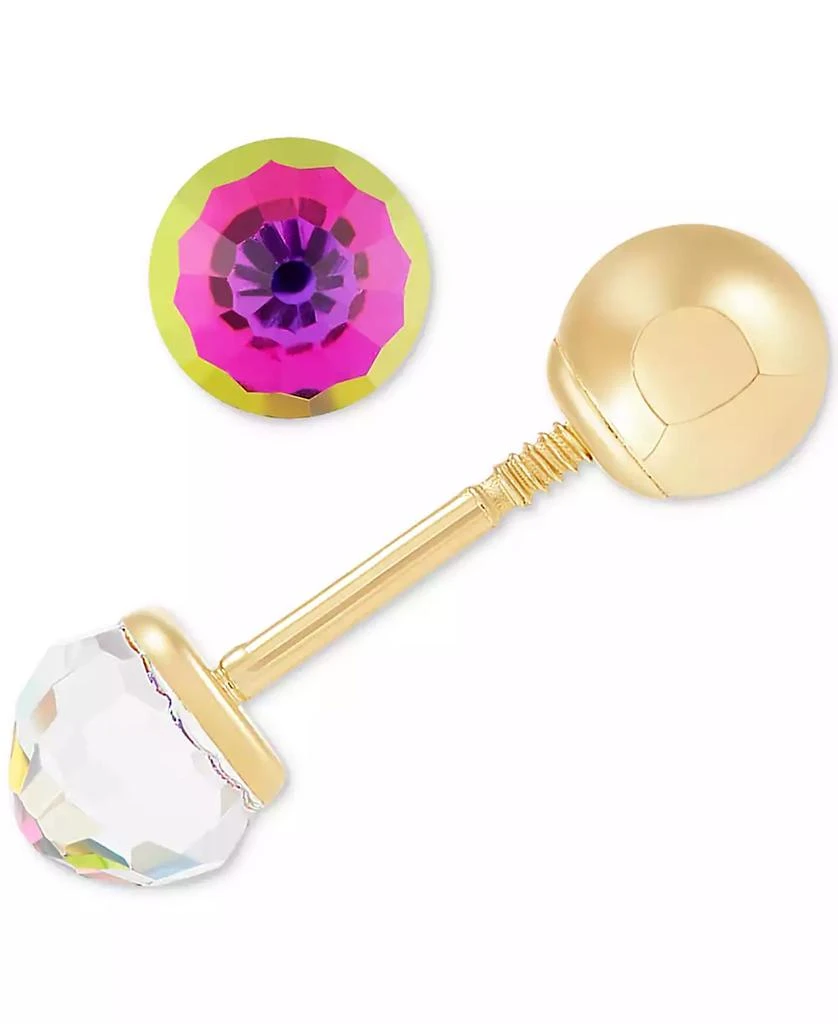 Macy's Children's Crystal Ball Stud Earrings in 14k Gold 1