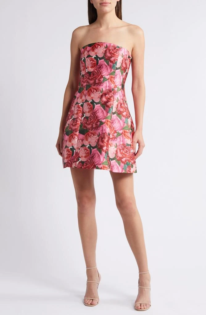 Shop Alanna Floral Strapless Mikado Minidress on Sale at