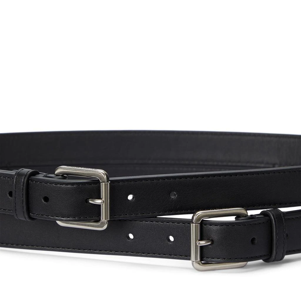 Ralph Lauren Leather Double-Buckle Stacked Wide Belt 2