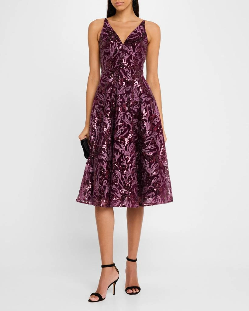 Dress the Population Black Label Elisa Sequin Floral Applique Midi Dress 4