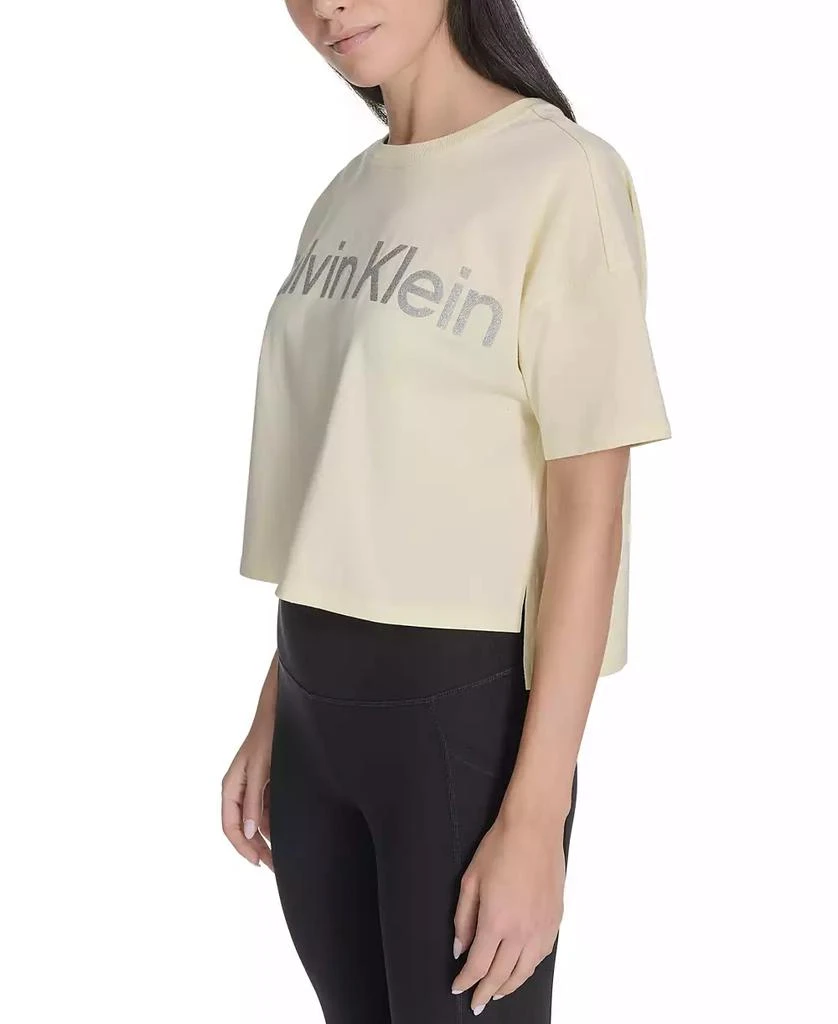 Calvin Klein Women's Glitter Logo High-Low Cropped Tee 3