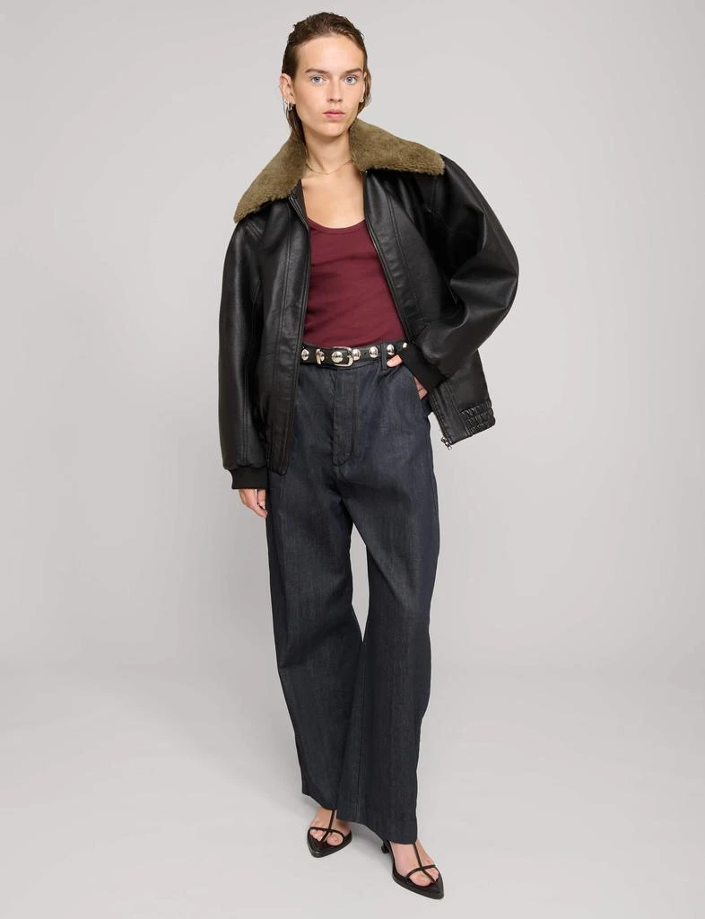 Pixie Market Fur Collar Leather Bomber jacket 1