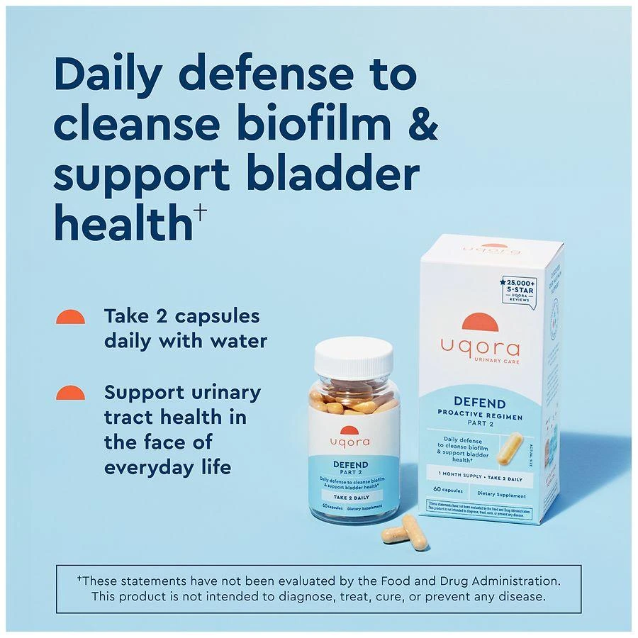 Uqora Defend Urinary Tract Health Biofilm Cleansing Supplement Capsules 2