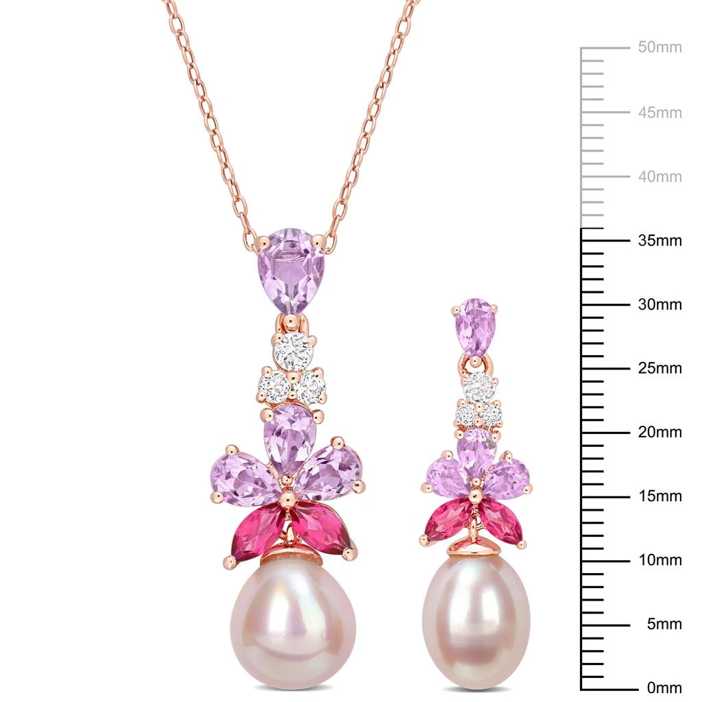 Mimi & Max Pink Cultured Freshwater Pearl 4 4/5ct TGW Rose de France Pink White Topaz Jewelry Set Rose Silver 3