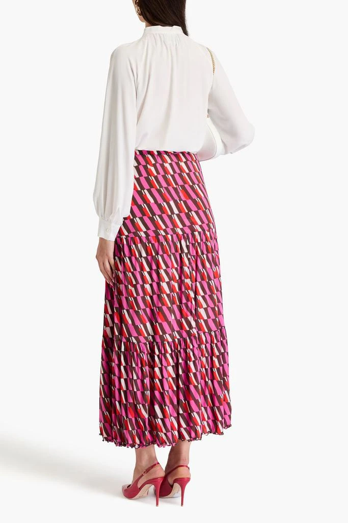 Diane von Furstenberg Austria reversible tiered printed stretch-mesh maxi skirt 3