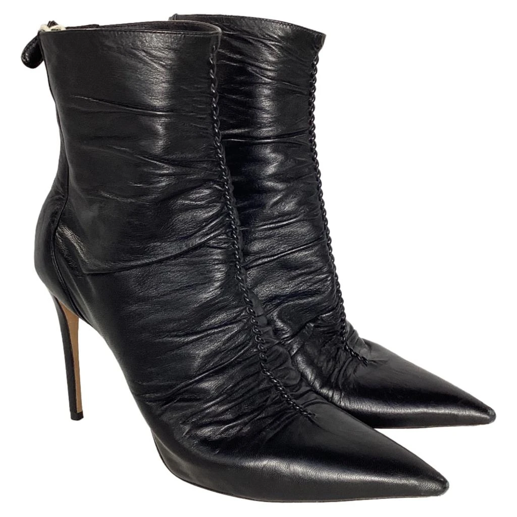 Alexandre Birman Susanna Ruched Heeled Ankle Boots in Black Leather 5