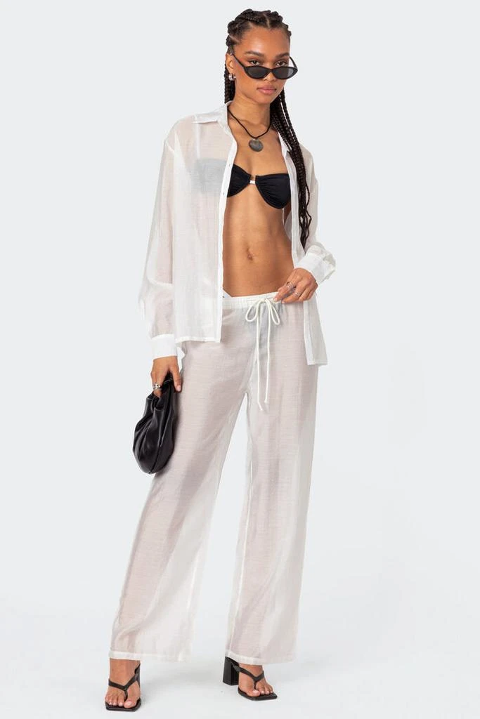 Edikted Breezy Oversized Sheer Button Shirt 2