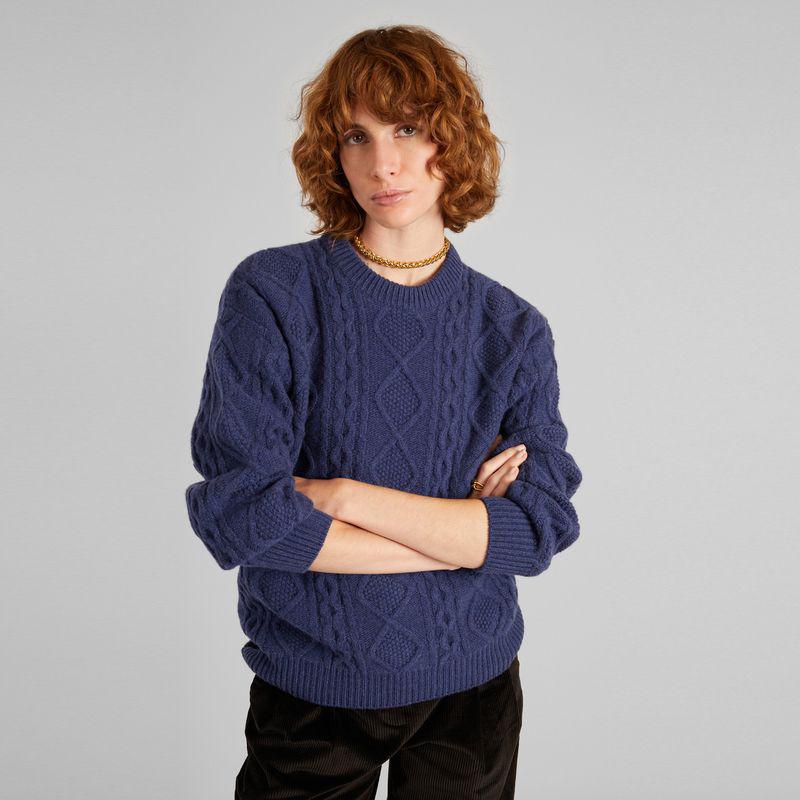 L'Exception Paris Twisted sweater in recycled wool Bleu bohemia L'EXCEPTION PARIS