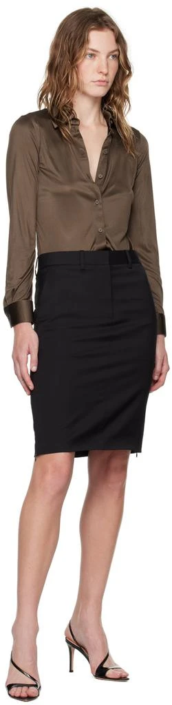 Helmut Lang Black Car Midi Skirt 4