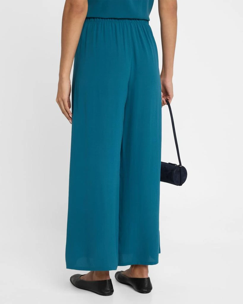 Eileen Fisher Cropped Wide-Leg Silk Georgette Crepe Pants 3