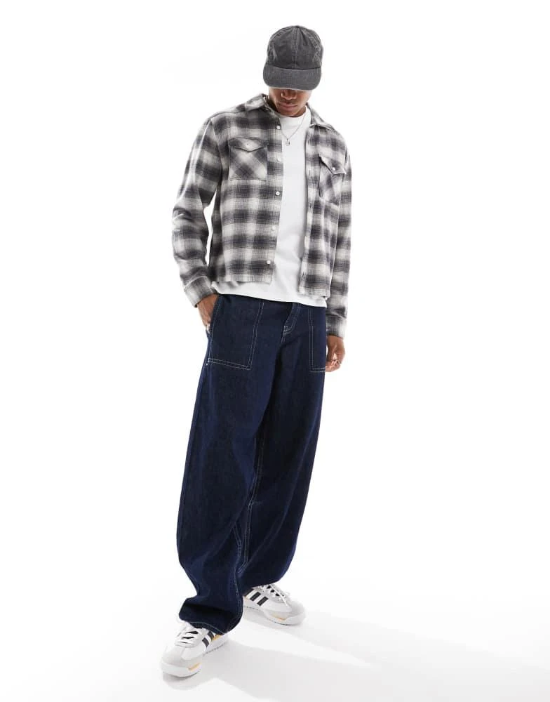 HOLLISTER Hollister boxy western shirt in grey check 2