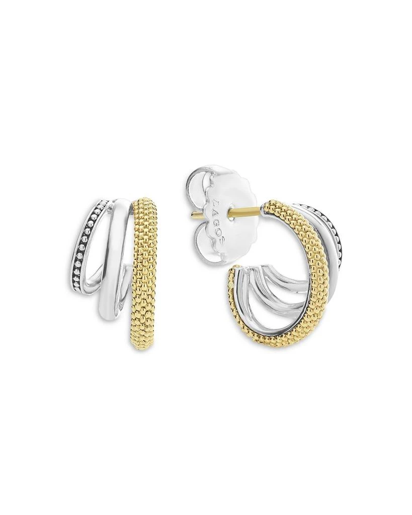 LAGOS Two Tone Caviar Lux Three Ring Hoop Earrings 1
