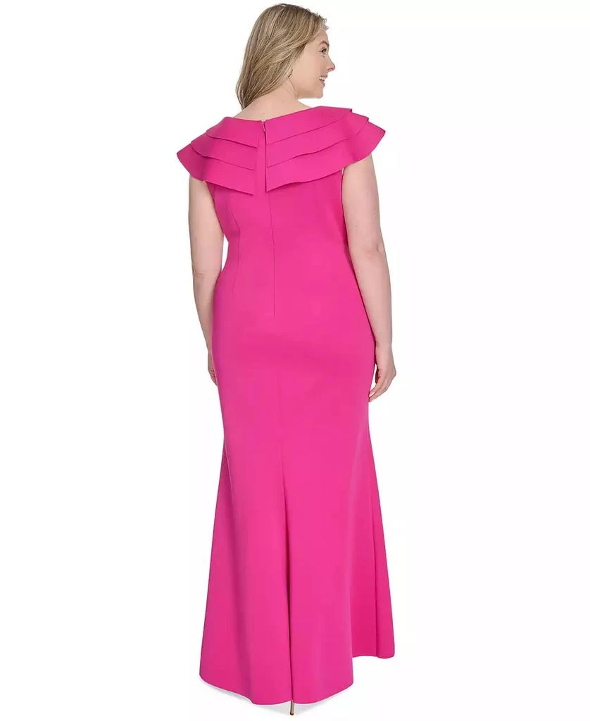 Jessica Howard Plus Size Ruffle-Sleeve Rosette-Trim A-Line Gown 5