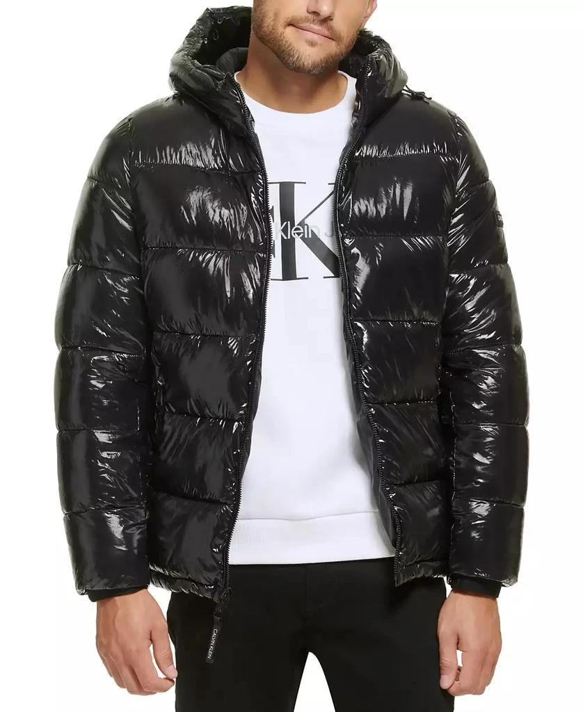 Calvin Klein Men's High Shine Hooded Puffer Jacket 1