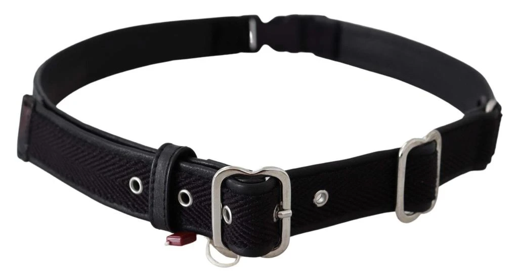 GF Ferre GF Ferre Black Leather Silver Chrome Metal Buckle Belt 3