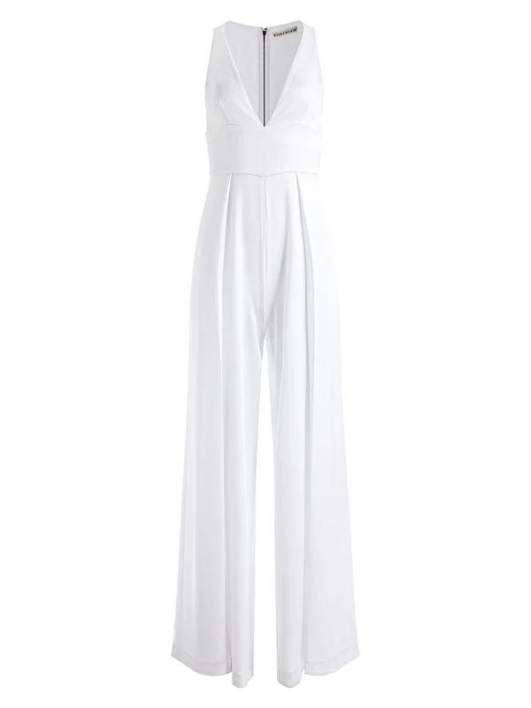 Alice + Olivia Myrtle Plunging Wide Leg Jumpsuit 4