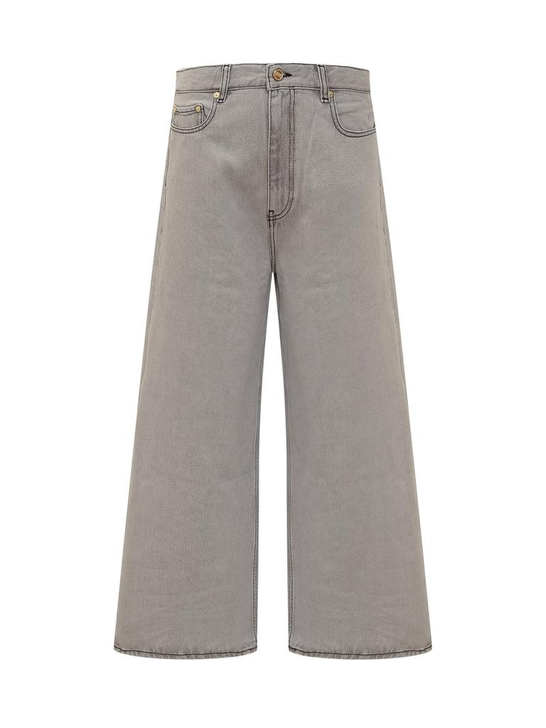 24AW【GANNI】Black Stretch Denim Wide-leg Jeans Ganni Black Stretch Denim Wide-leg Jeans - Pants - BeyondStyle