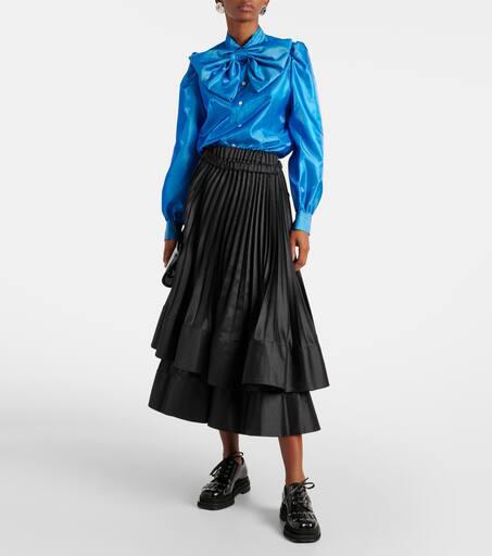 Noir Kei Ninomiya Bow-detail satin blouse