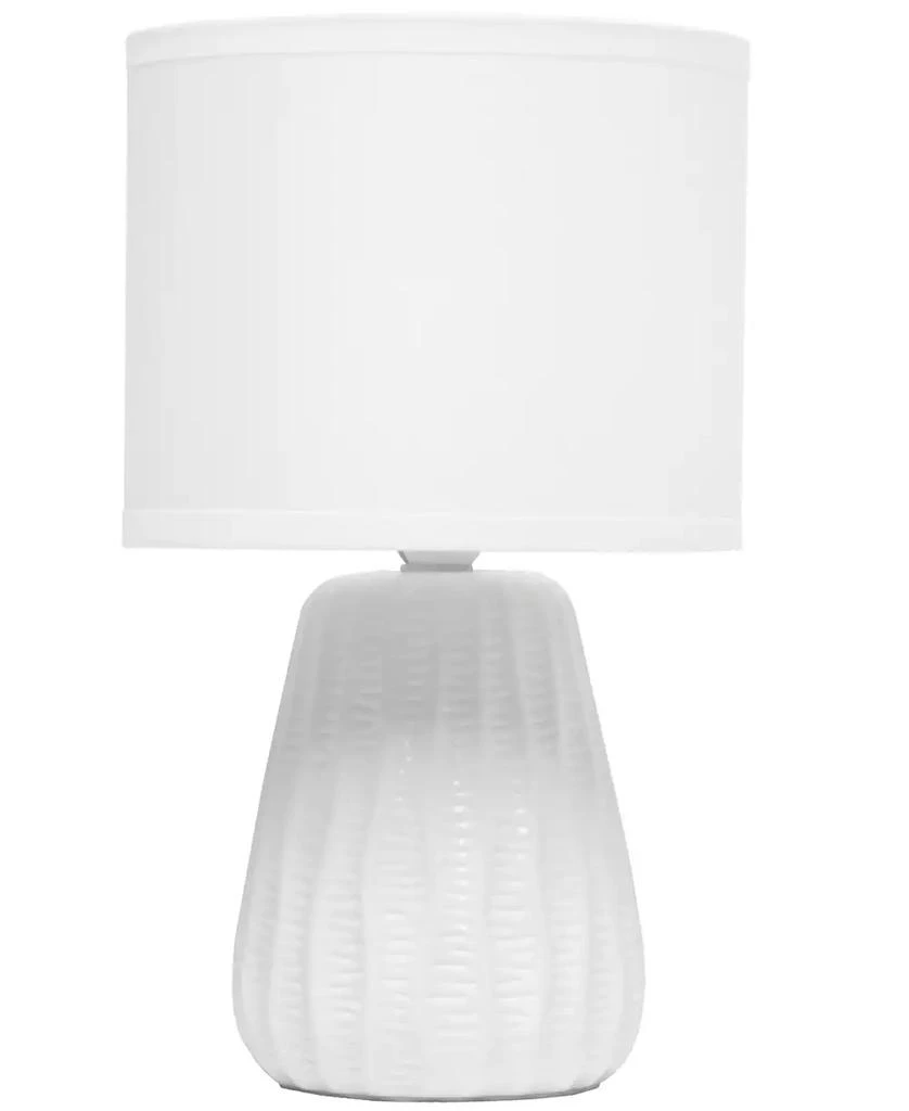 Simple Designs 11.02" Traditional Mini Modern Ceramic Texture Pastel Accent Bedside Table Desk Lamp with Matching Fabric Shade