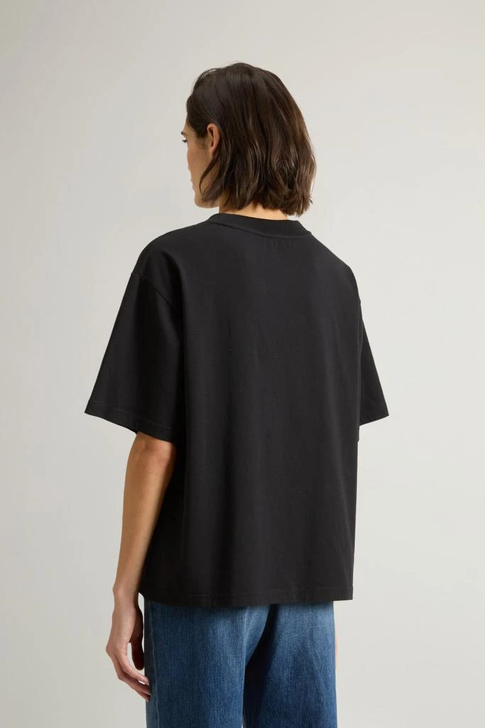 Woolrich T-shirt in Pure Pima Cotton with Chest Logo - Women - Black 3