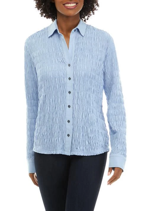 Wonderly Womens Textured Knit Button Down Shirt 1