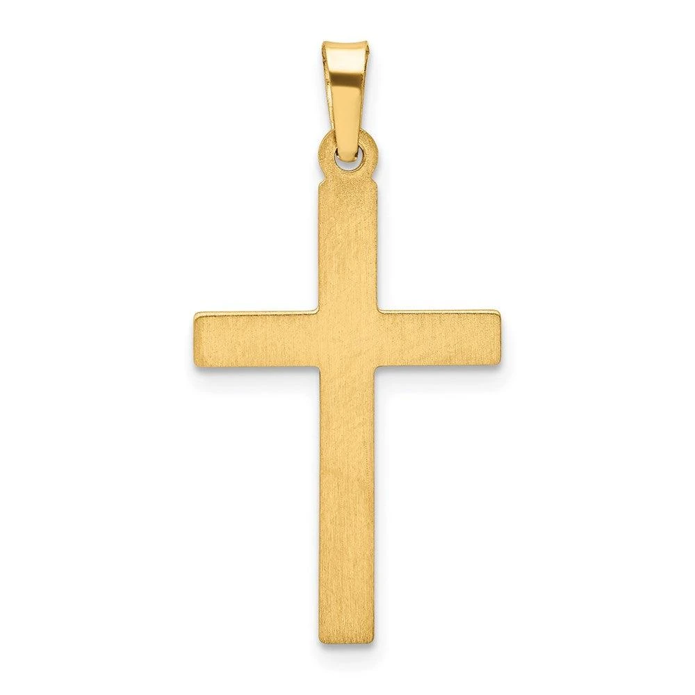 Diamond2Deal 14k Yellow Gold Rhodium Satin and Polished Latin Cross Pendant 4