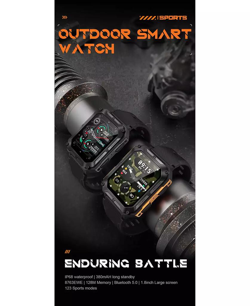 RUXING Smart 1.83'' Bluetooth Call Heart Rate Monitoring Information Push Smart Bracelet Outdoor Sports for Women Men -Orange