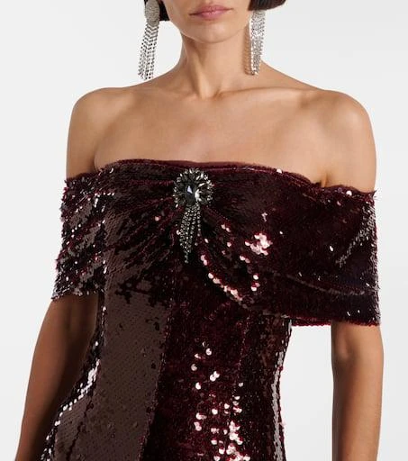 Self Portrait Sequined off-shoulder midi dress 4