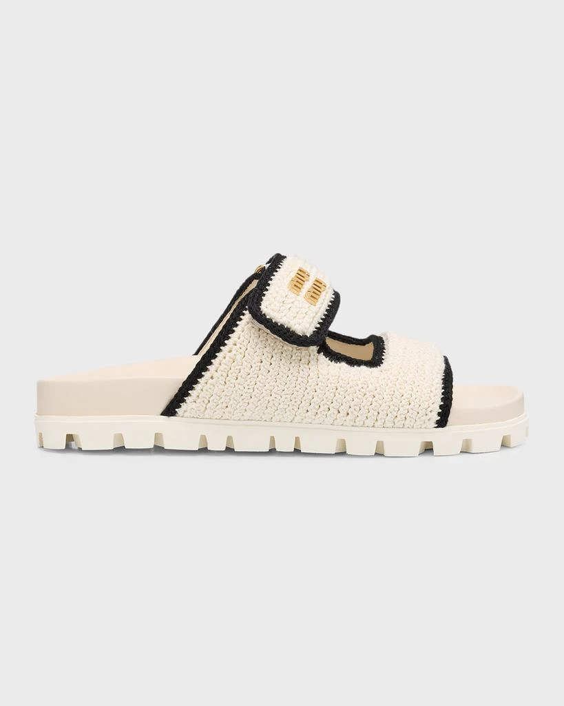 Miu Miu Bicolor Crochet Grip Slide Sandals 1