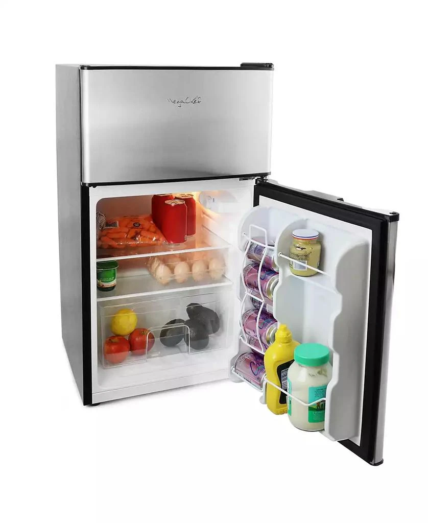 MegaChef 3.2 Cubic Feet 2 Door Refrigerator/Freezer in Stainless Steel