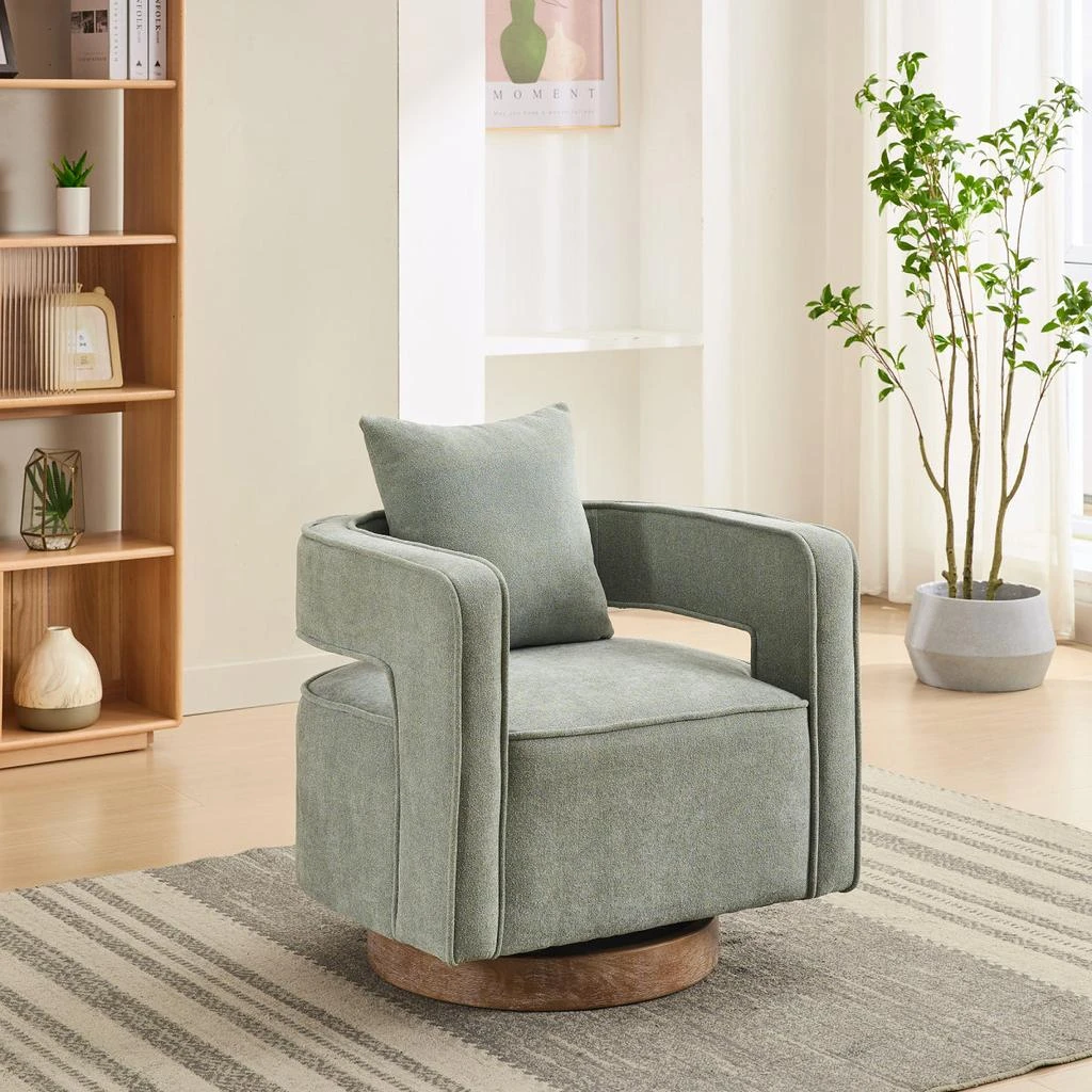 Streamdale Furniture Streamdale 29.1"W Swivel Accent Open Back Chair in Pale Green Linen Blend