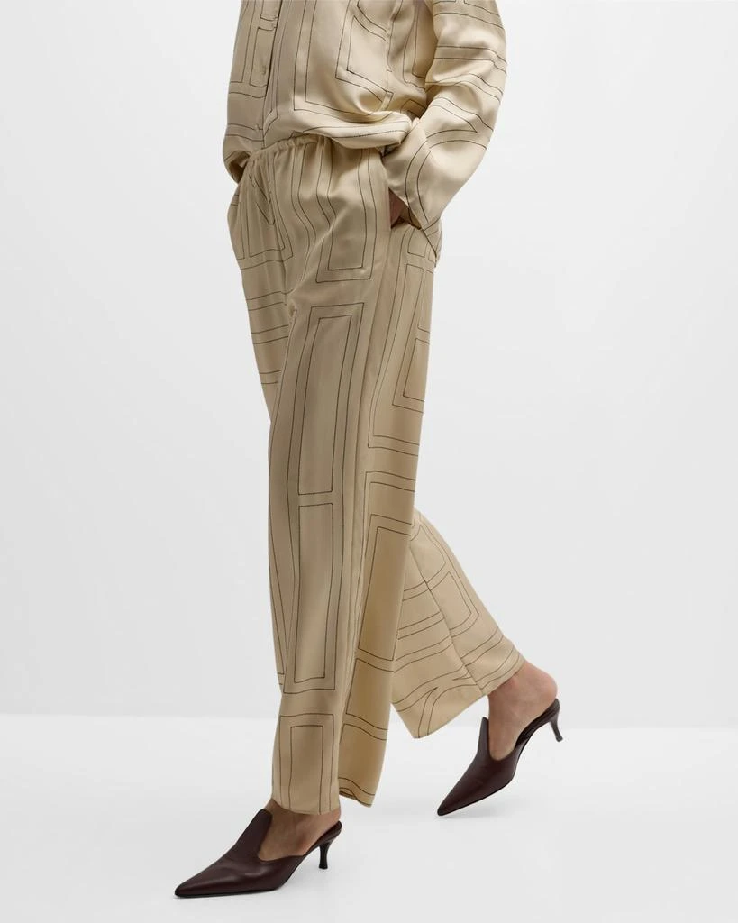 Totême Monogram-Embroidered Silk Pajama Pants 7