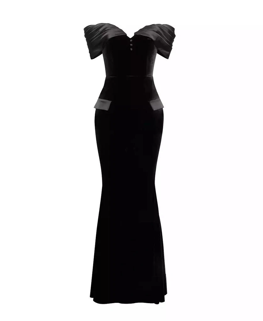 miss circle black dress Weslyn Black Satin Lace High Slit Dress main image 0