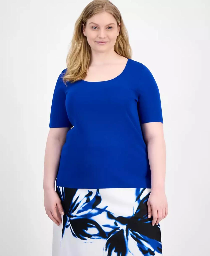 Anne Klein Plus Size Square-Neck Sweater 1