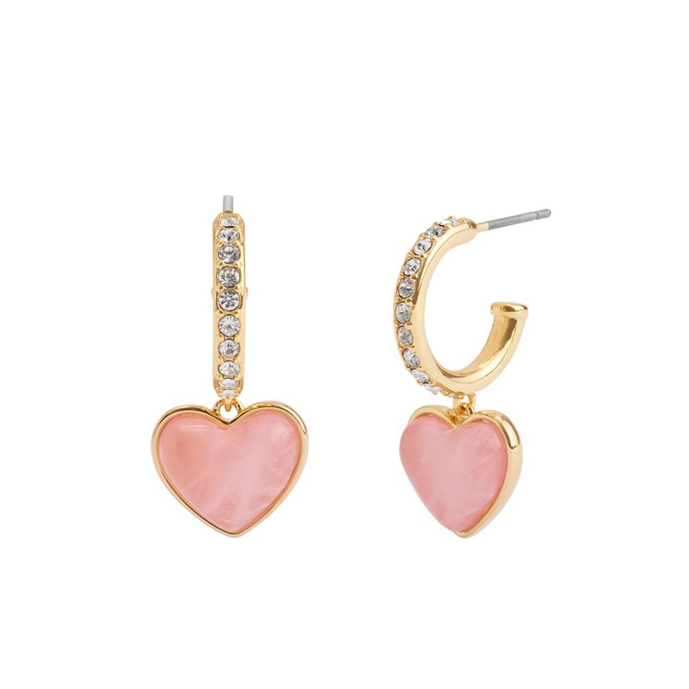 COACH Quartz Heart Charm Huggie Earrings