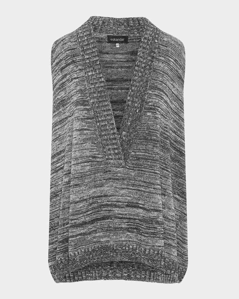 Eskandar A-Line Sleeveless V Sweater (Mid Plus Length) 1