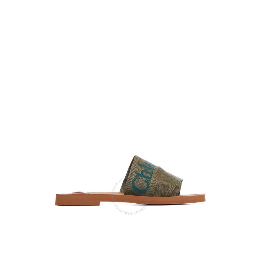 Chloé Woody Logo Flat Mules in Sweet Khaki 1