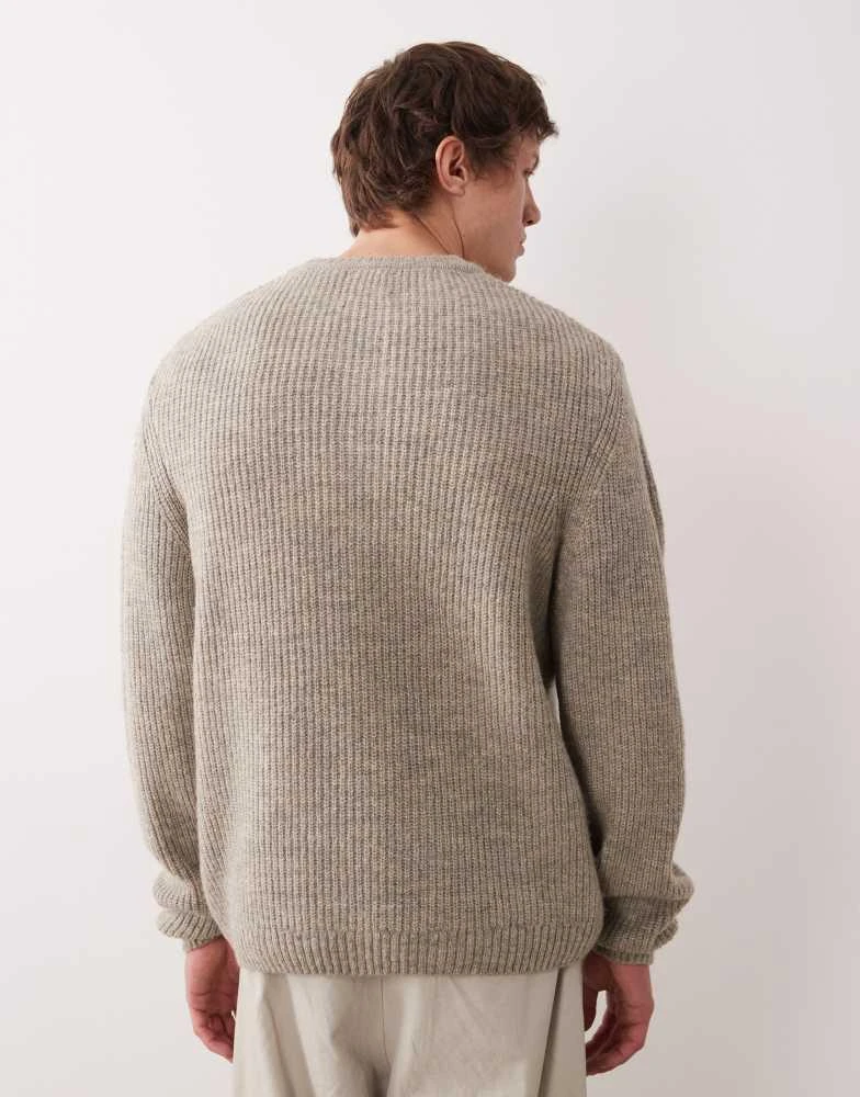 ASOS ASOS DEISGN relaxed knitted henley in stone 3