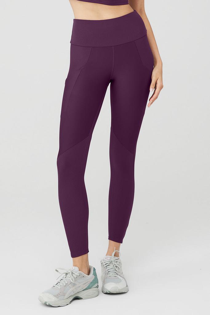 Alo Yoga Ribbed Airlift High-Waist 7/8 Enchanted Legging - Dark Plum