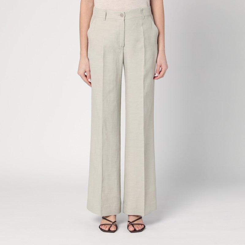 Parosh P.A.R.O.S.H. Women's Palazzo Trousers Greige In Linen Blend