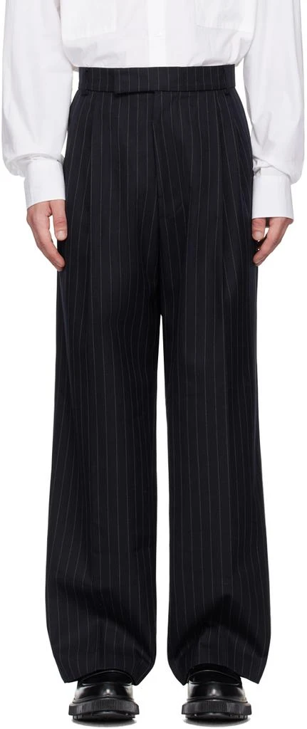 The Frankie Shop Navy Pinstripe Beo Trousers 1