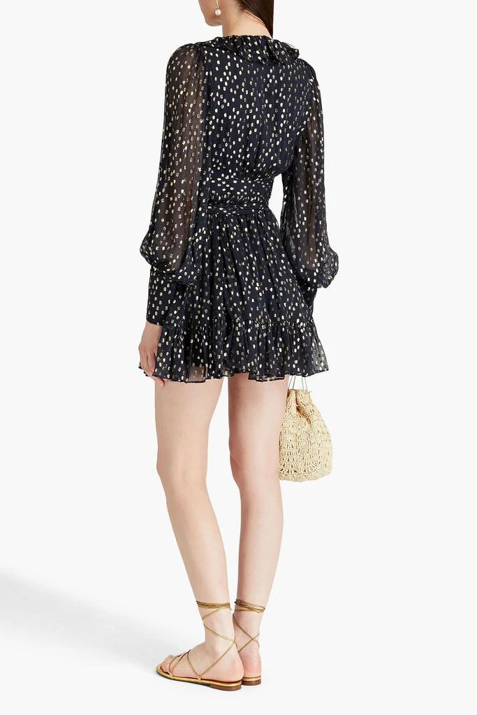 Zimmermann Ruffled metallic fil coupé silk-blend crepon mini wrap dress 3