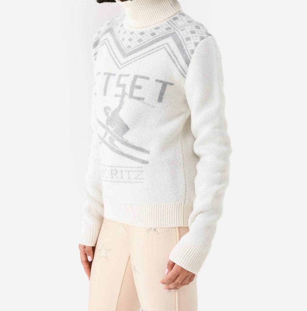 Jet Set Ski Wool Turtleneck Sweater In Off White