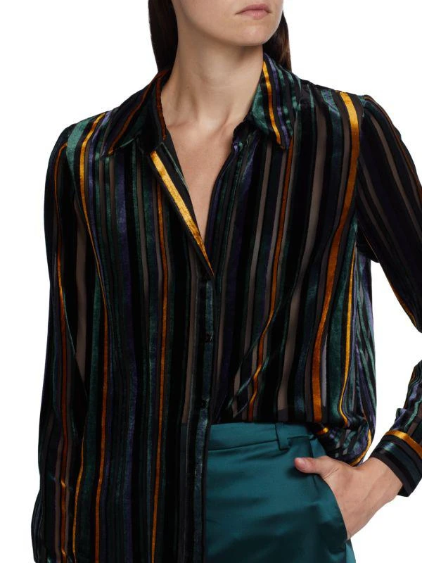 L'Agence Laurent Striped Velvet Shirt 4