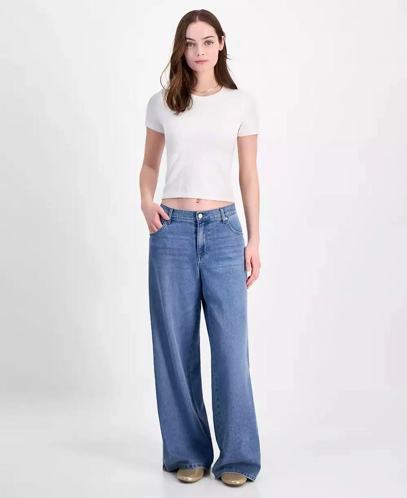 Vanilla Star Juniors' Mid Rise Wide Leg Jeans 1