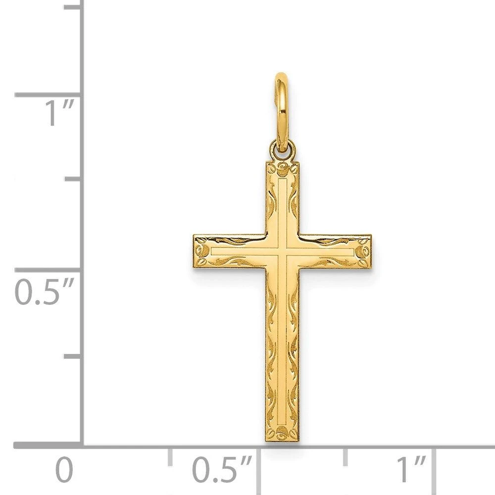 Diamond2Deal 14k Yellow Gold Laser Designed Cross Pendant 3