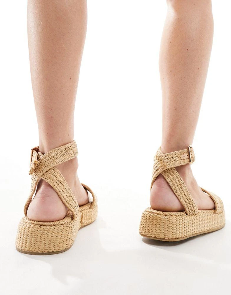 Truffle Collection Truffle Collection wide fit raffia ankle strap sandal in natural 2