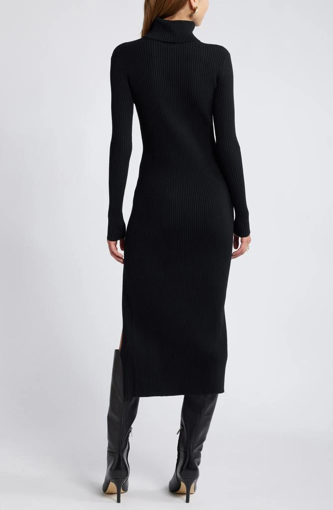 Open Edit Rib Long Sleeve Turtleneck Sweater Dress 3