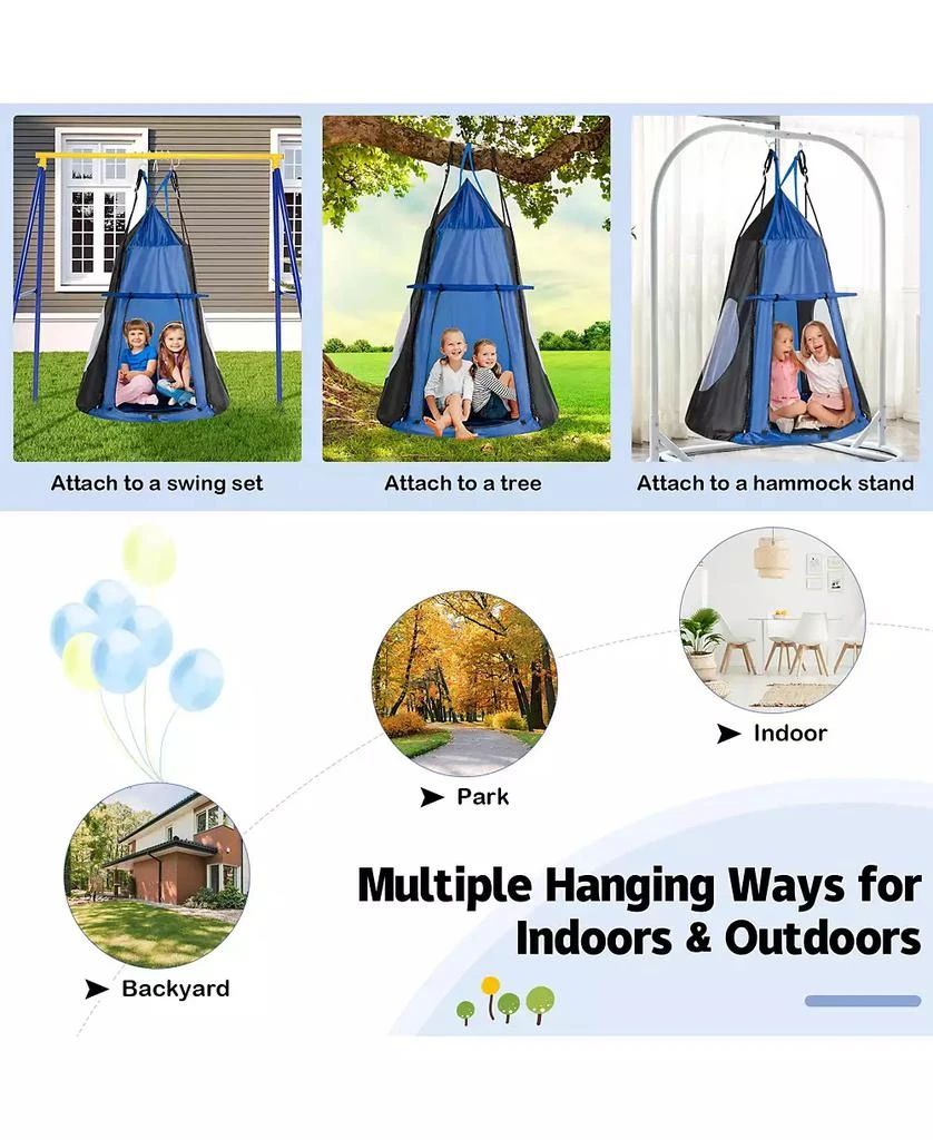 SKONYON Kids 2-in-1 40 Inch Hanging Chair Detachable Swing Tent 5